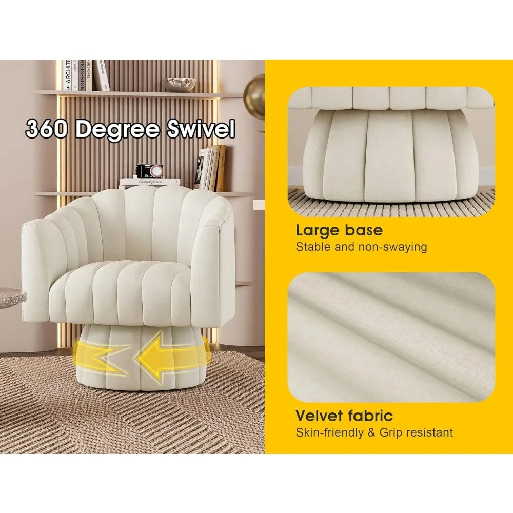 Mid Century 360 Degree Swivel Cuddle Barrel Accent Sofa Chairs, Round Armchairs with Wide Upholstered