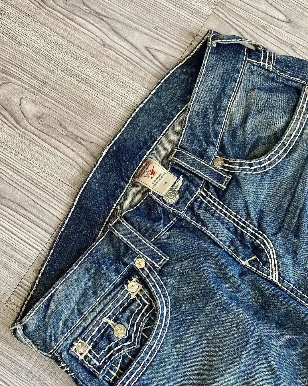 90‘s Vintage True Religion Low Rise Y2K Super T Bootcut Flared Street Denim Pants Harajuku High Waist Straight Wide Leg Jeans