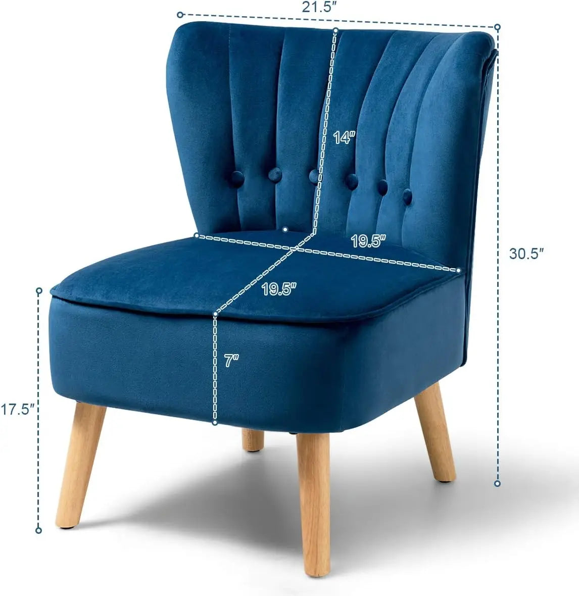 Set of 2 Modern Velvet Accent Chair, Small Upholstered Leisure Sofa Chair w/Wood Legs, Thickly Padded and Button Tufted