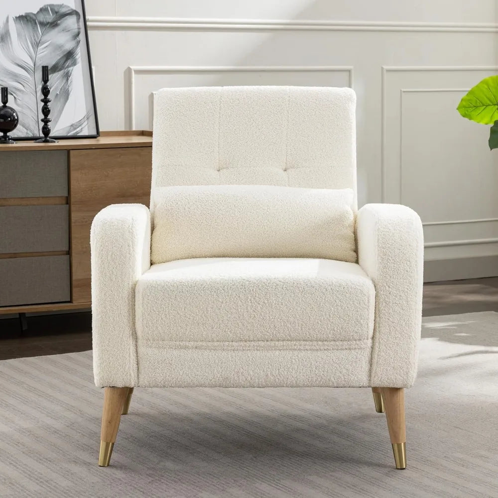 Mid-Century Modern Accent Chair, Upholstered Armchair Living Room Chair, Comfy Single Sofa Chair with Sturdy Legs, Polyester