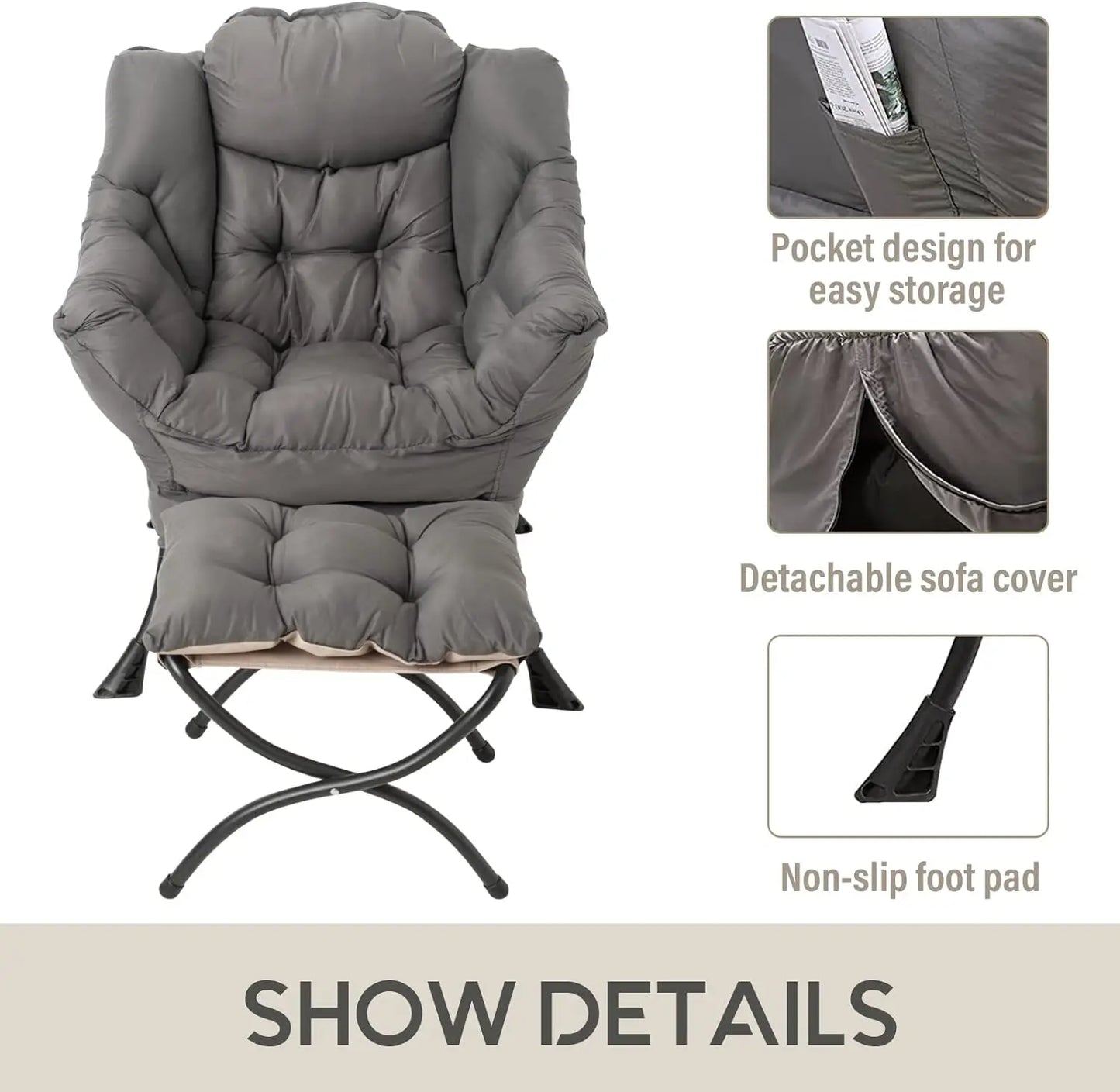 Modern Accent Leisure Upholstered Sofa Chair, Contemporary Lounge Reading Chair with Armrests and a Side Pocket for Living Room