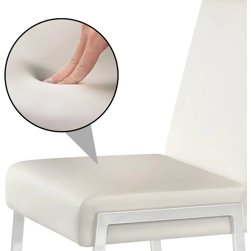 KithKasa Modern Faux Leather Upholstered Dining Chairs Set of 2, Accent Chairs with Chromed Metal Legs for Kitchen Dining Room