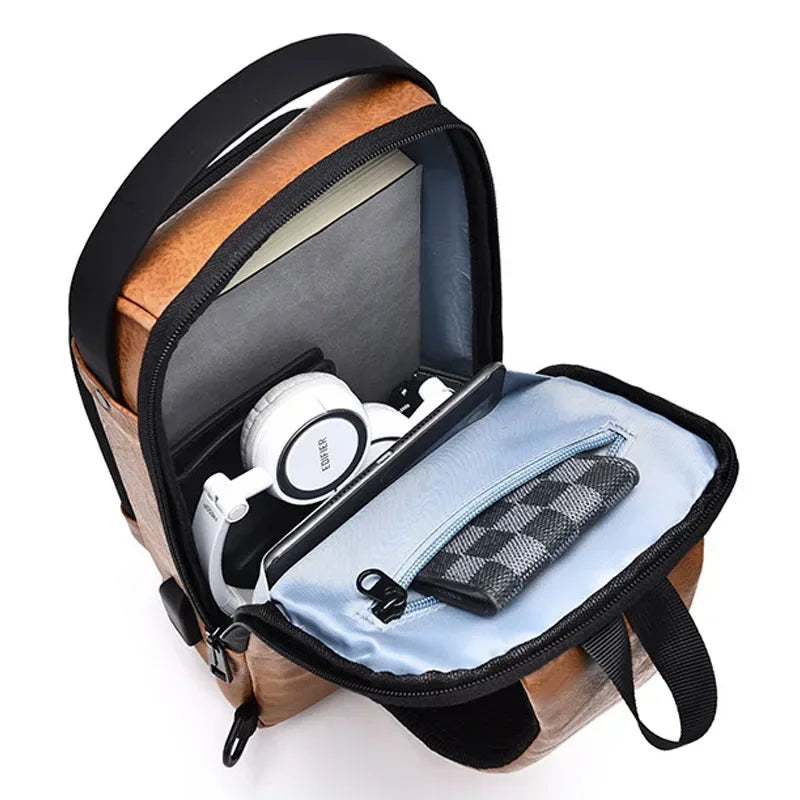 New Men Shoulder Bag USB Charging Sport Sling Pack Backpack Cross body Chest Bag Anti-theft Travel Male Side Messenger Bag bolso