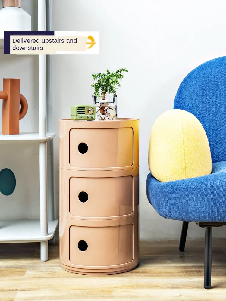 Anti-slip design Nordic round coffee table sliding door modern minimalist white desk creative large capacity bedroom cabinet