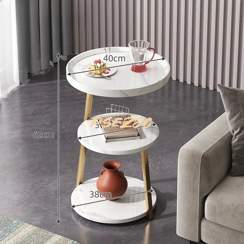 40cm * 40cm * 62cm Household Living Room Hotel Luxury Homestay Sofa Next To Cabinet Nordic Three Floor Tea Table