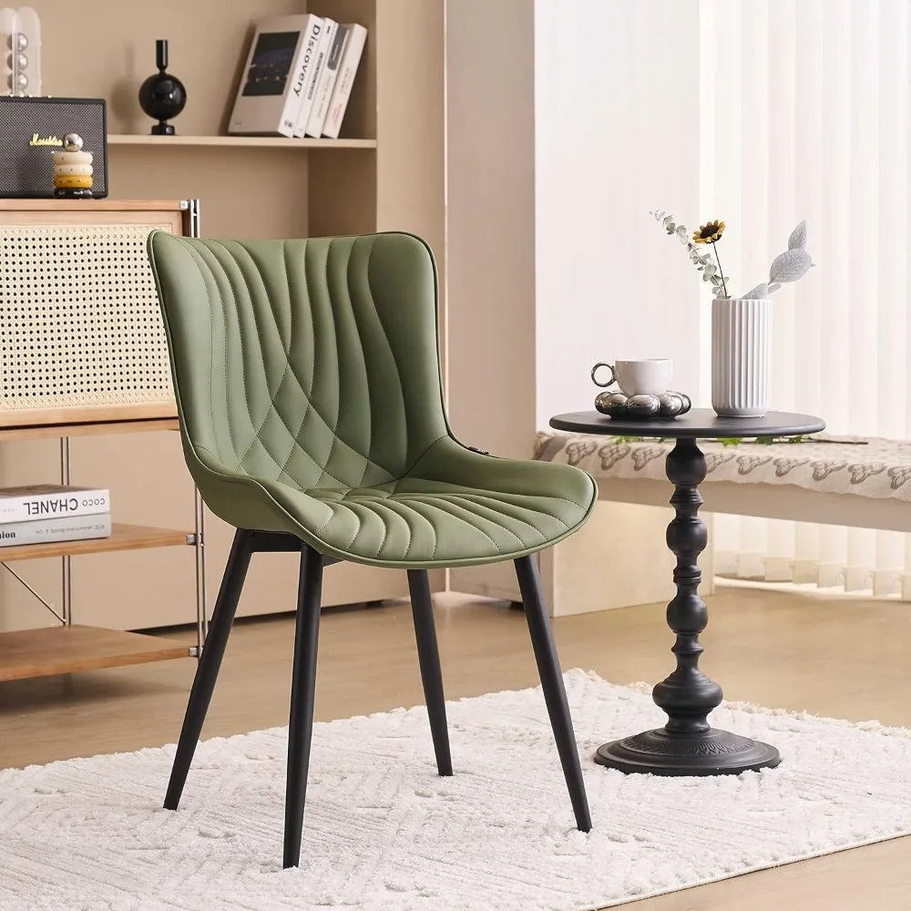 YOUTASTE Dining Chairs Set of 2 Upholstered Mid Century Modern Kitchen Dining Living Room Chairs Armless Faux Leather Accent