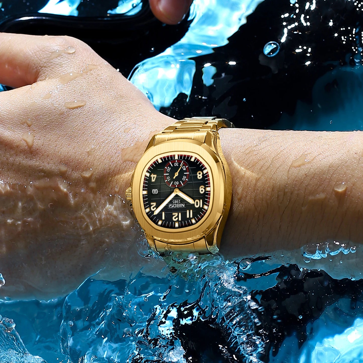 NIBOSI Brand Luxury Men Watch Stainless Steel Luminous Date Watch Rhombus Casual Luminous Watches for Men relogios masculino