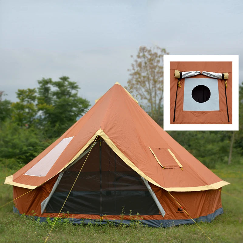 4Meters 6-10Persons Glamping Luxury Mongolia Yurt Family Hiking Antistorm Outdoor Camping Castle Tent Silver Coated UV Function