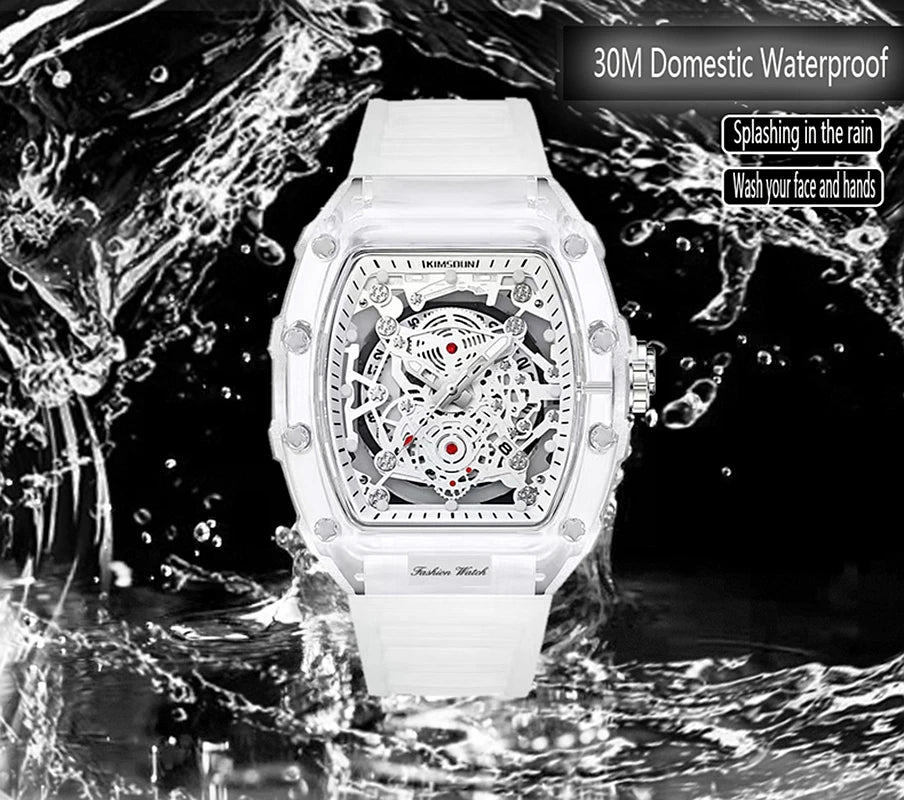 Men Watches White Transparent Military Quartz Watch Relogio Masculino Calendar Fashion Waterproof Sport Silicone Wristwatch