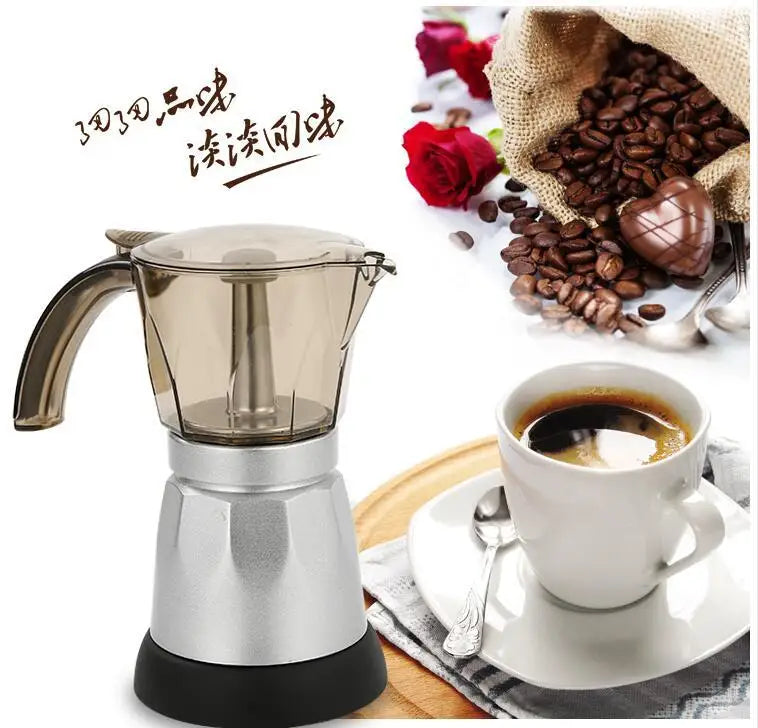 220V 480W 3-Cups Electric Tea Coffee Maker Pot Cafetera Machine Mocha Removable Coffee Kitchen Tool Home Office