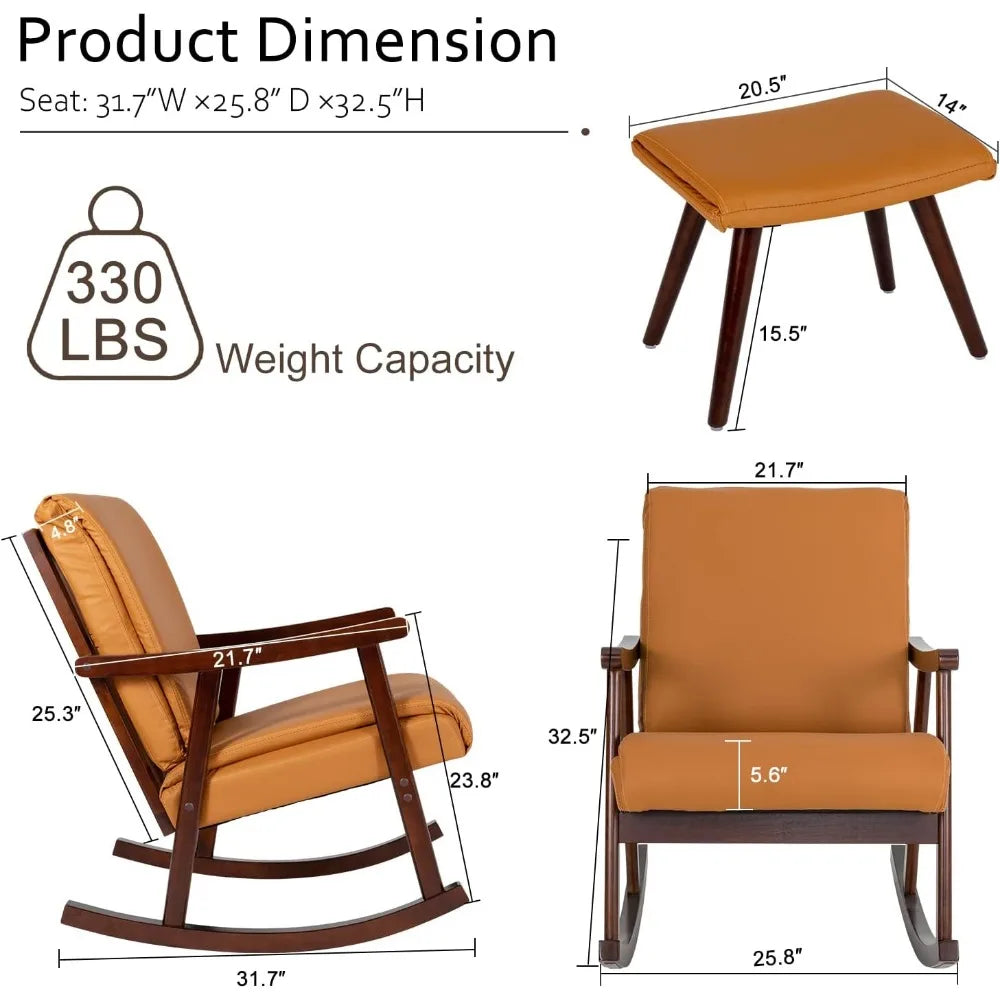 Rocking Chair Nursery with Ottoman, Mid Century Modern Accent Armchair for Nursery Bedroom Living Room , Nursery Rocking Chair.