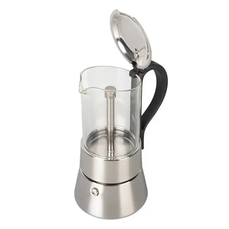 Pot Crystal Glass Top Stainless Steel Stovetop Pot Italian Coffee Maker for 4 Cups Italian coffee machine