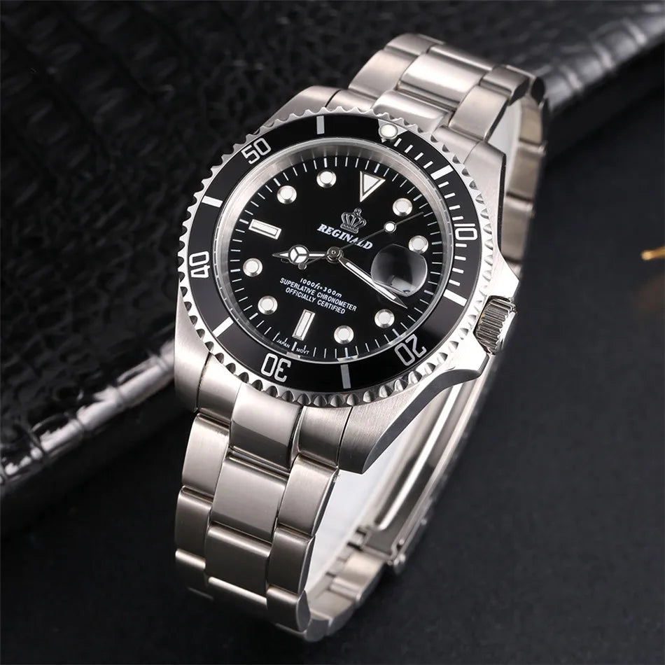 Man Watch 2019 Top Brand Reginald Men Sports Watches Rotatable Bezel Gmt Sapphire Glass Date Full Stainless Steel Business Gifts