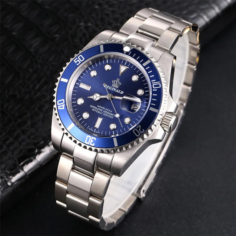 Man Watch 2019 Top Brand Reginald Men Sports Watches Rotatable Bezel Gmt Sapphire Glass Date Full Stainless Steel Business Gifts