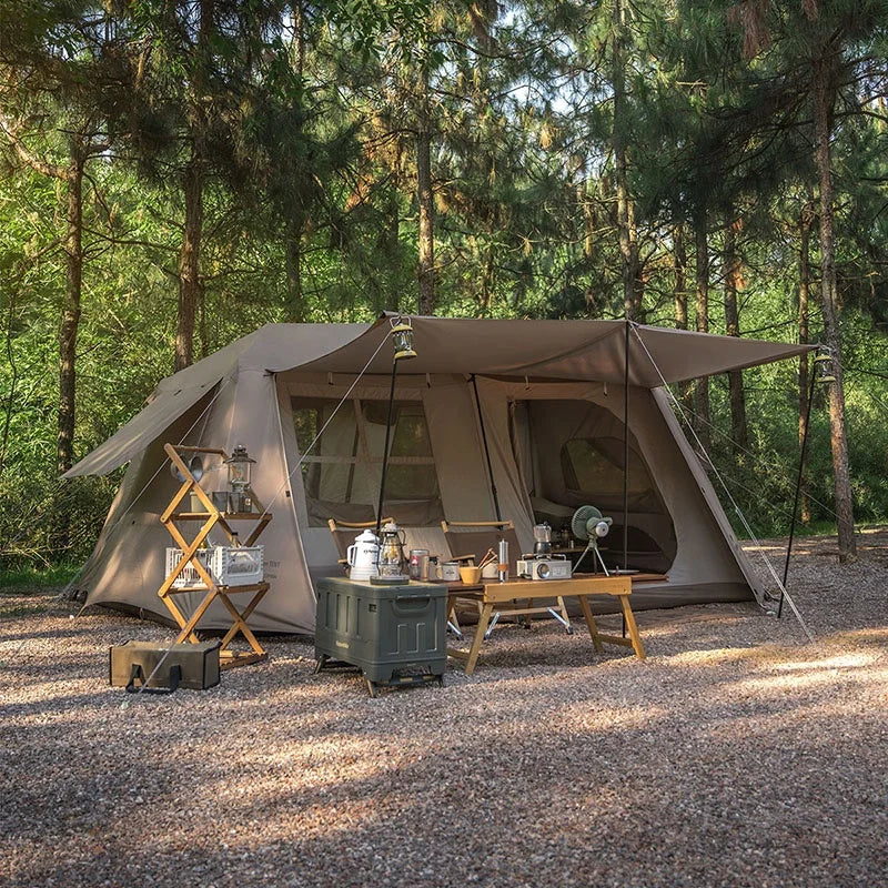 13㎡ Luxury Camping Trip, Outdoor Camping, Two Room Family Tent, Village 13, Automatically Opened  Big Tent Camping