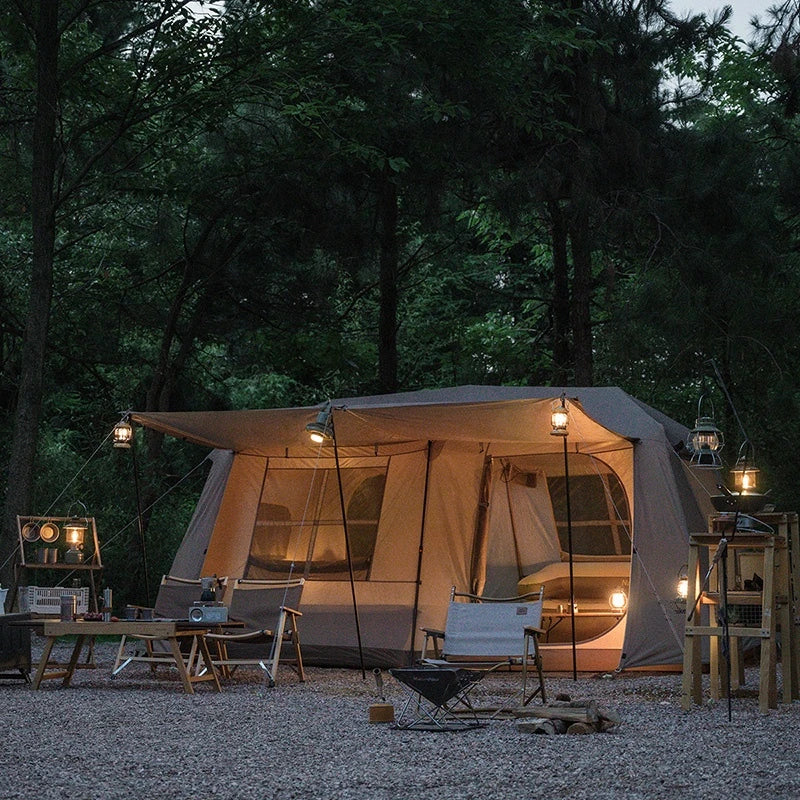 13㎡ Luxury Camping Trip, Outdoor Camping, Two Room Family Tent, Village 13, Automatically Opened  Big Tent Camping