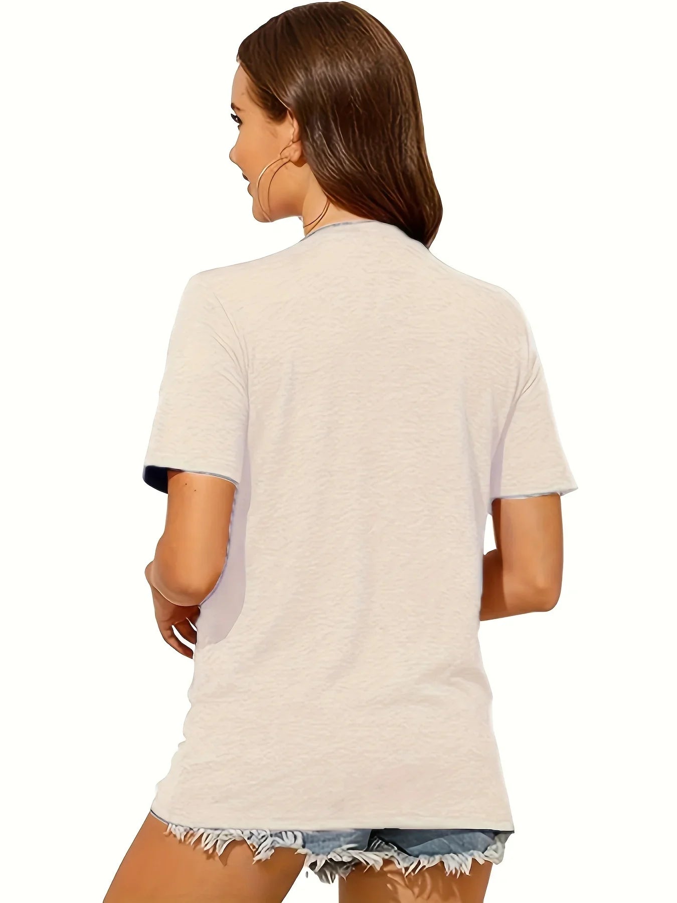 House Graphic & Letter Print T-Shirt Casual Crew Neck Short Sleeve Top For Spring & Summer Women's Clothing