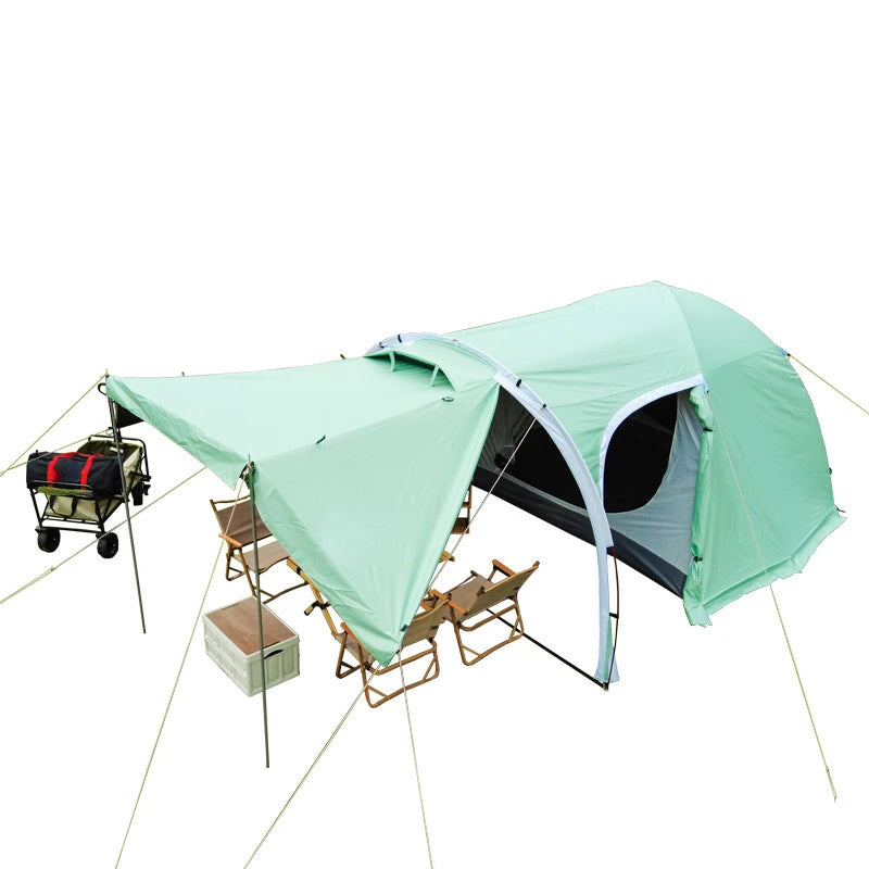 Outdoor Camping 3-4 People Black Coated Tent Luxury Portable Tunnel Tent Sunproof and Rainproof Camping