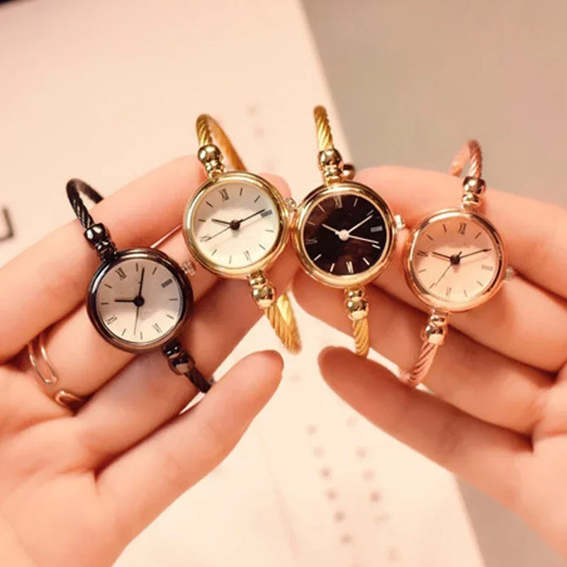 Women Bracelet Watch Retro Gold Bangle Women Watches Stainless Steel Retro Ladies Quartz Wristwatch Clock Dress Watch