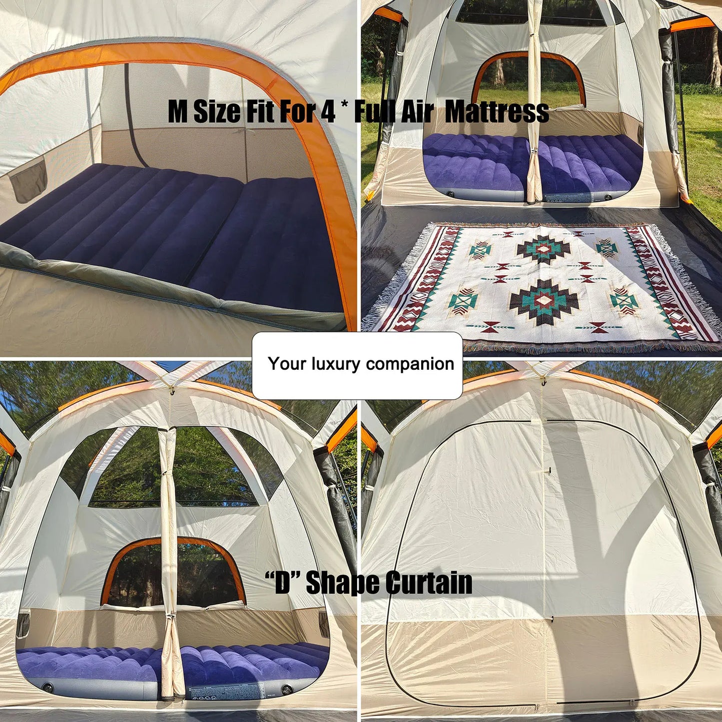 Family Camping Travel Tent Hot Sale UV Protection 2/4/6/8 People Luxury Outdoor Tents Factory Direct Sale