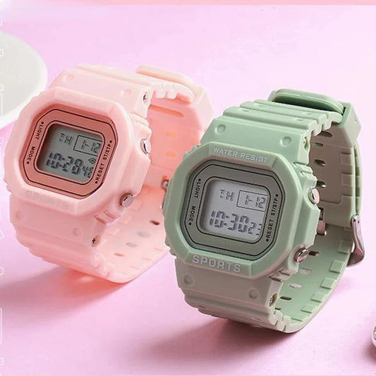 Sports Watch Boys Girls Student LED Electronic Watch Colorful Men Women Square Digital Watches Waterproof Rubber Clock