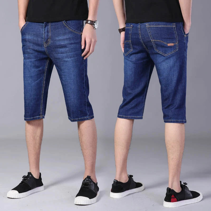 Classic Men's Denim Shorts Jeans Knee Pants Straight Sports Casual Short Pants American Man Brand Blue Shorts