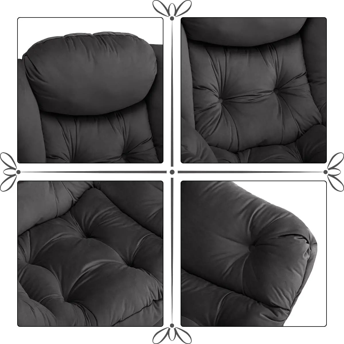 Fabric Lazy Chair with Foldable Ottoman, Accent Comfy Lounge Arm Chair and Folding Footrest Stool Set,Leisure Sofa Reading Chair