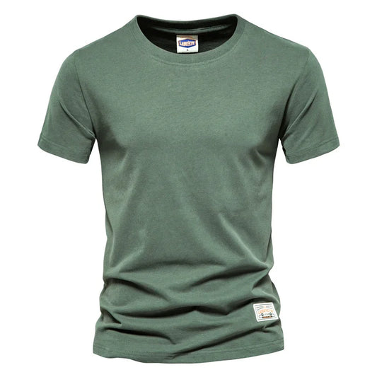 Mens Summer 100% Cotton T-Shirts Wihte Fashion Casual Short Sleeve O-Neck T Shirt for Men Quality Tops Tees Basic Clothing Black