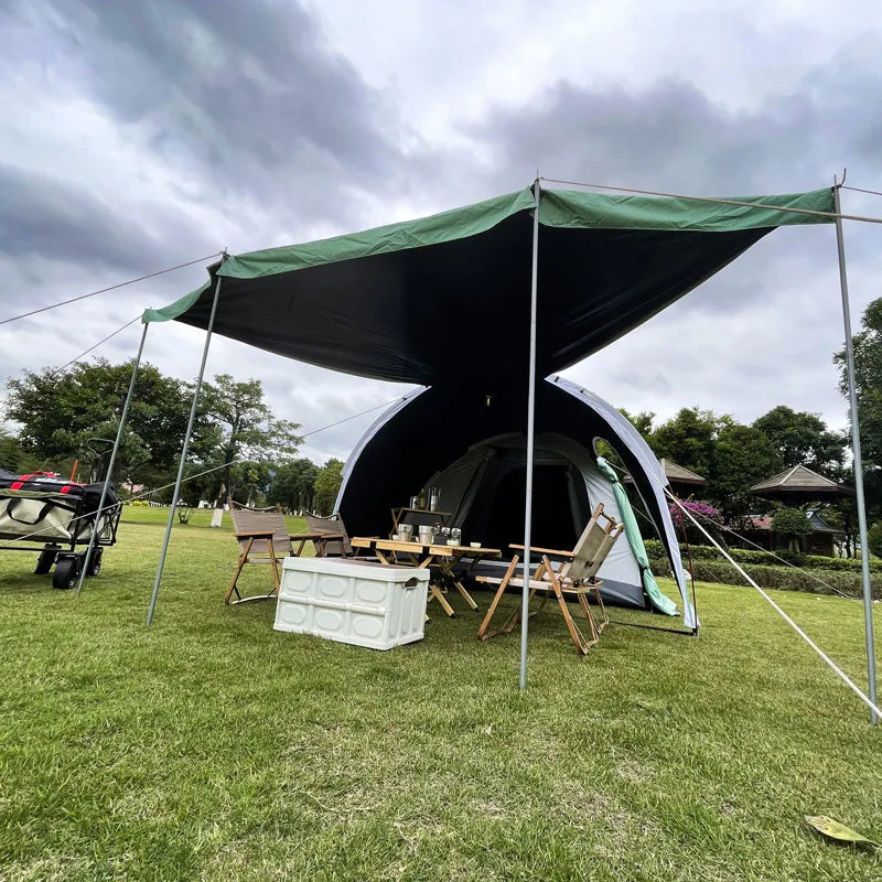 Outdoor Camping 3-4 People Black Coated Tent Luxury Portable Tunnel Tent Sunproof and Rainproof Camping