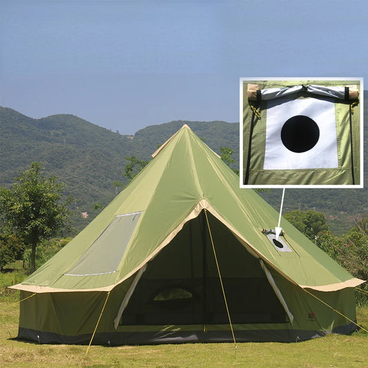 4Meters 6-10Persons Glamping Luxury Mongolia Yurt Family Hiking Antistorm Outdoor Camping Castle Tent Silver Coated UV Function