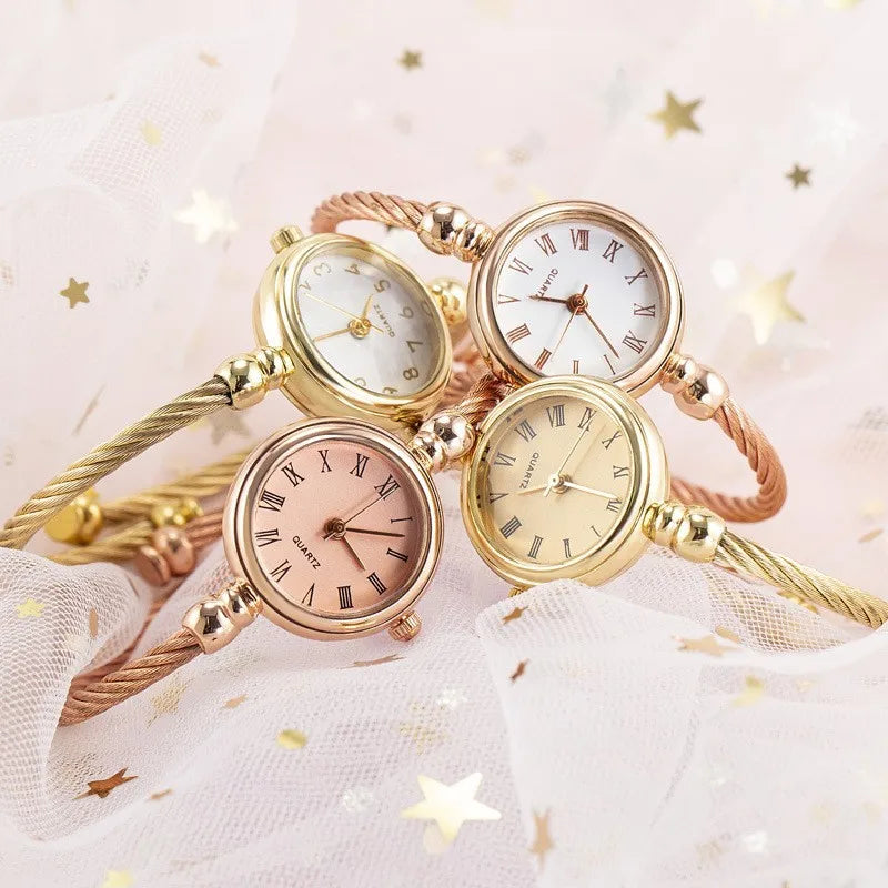 Women Bracelet Watch Retro Gold Bangle Women Watches Stainless Steel Retro Ladies Quartz Wristwatch Clock Dress Watch