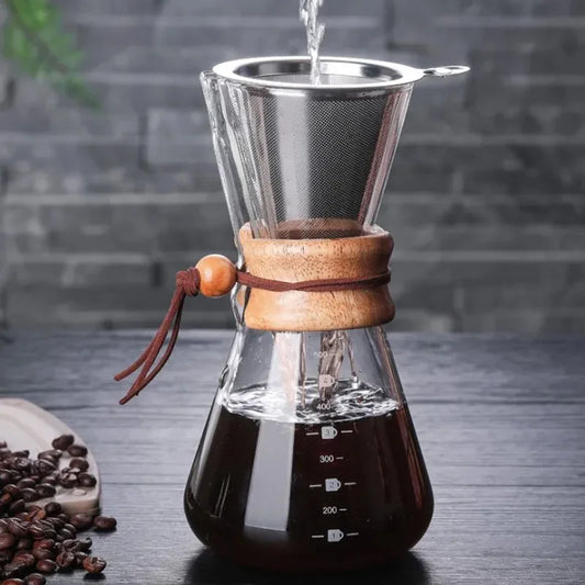 400-800ML Stainless Steel Filter Pot Resistant Glass Maker Coffee Pot Espresso Coffe Machine tea water Pot set coffee maker