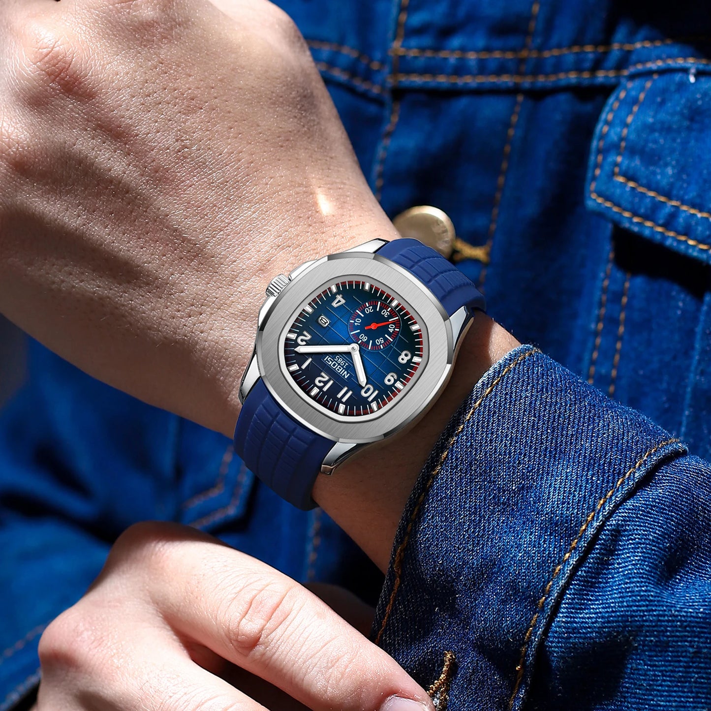 NIBOSI Brand Luxury Men Watch Stainless Steel Luminous Date Watch Rhombus Casual Luminous Watches for Men relogios masculino
