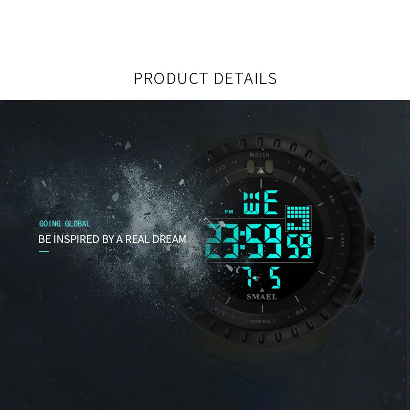 SMAEL Brand Men's Digital Watches 2022 Luxury Waterproof Modern Clock Male Date LED Chronograph Electronic Wristwatches 1237