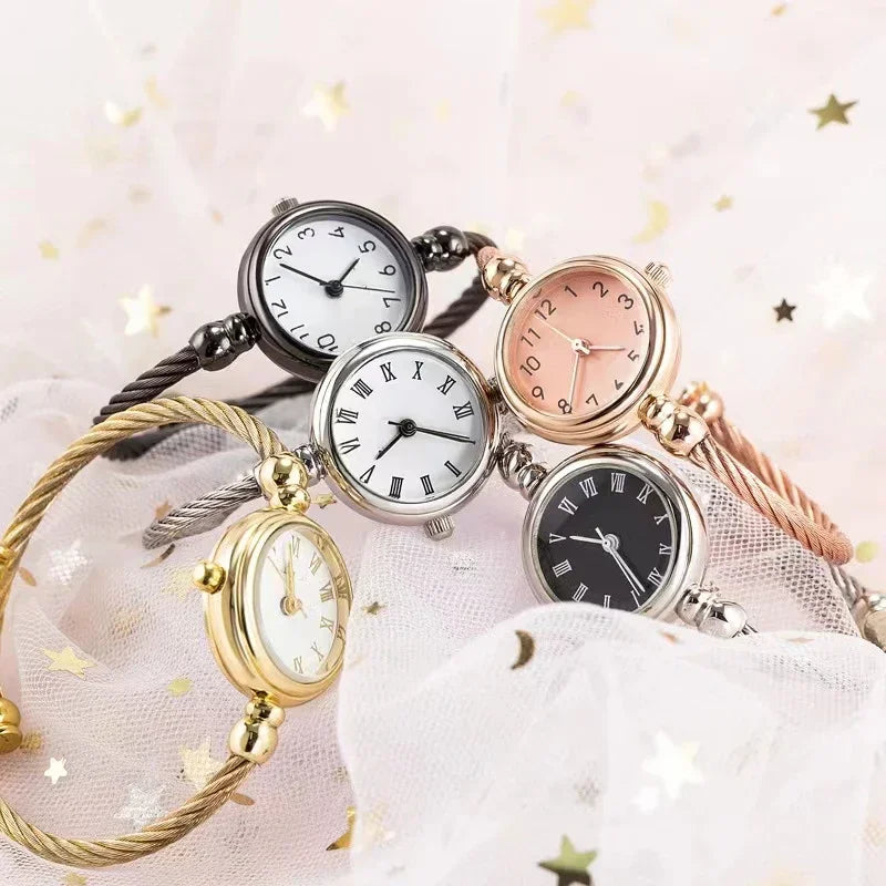 Women Bracelet Watch Retro Gold Bangle Women Watches Stainless Steel Retro Ladies Quartz Wristwatch Clock Dress Watch