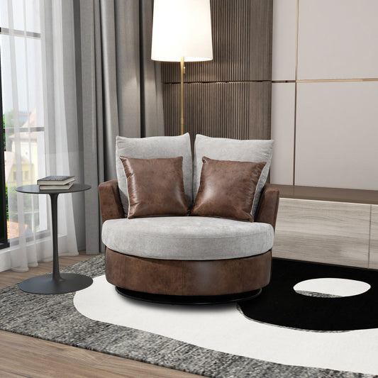 42.2"W Swivel Accent Barrel Chair and Sofa With 4 Pillows 360 Degree Swivel Round Sofa Oversized Arm Chair Cozy Club Chair