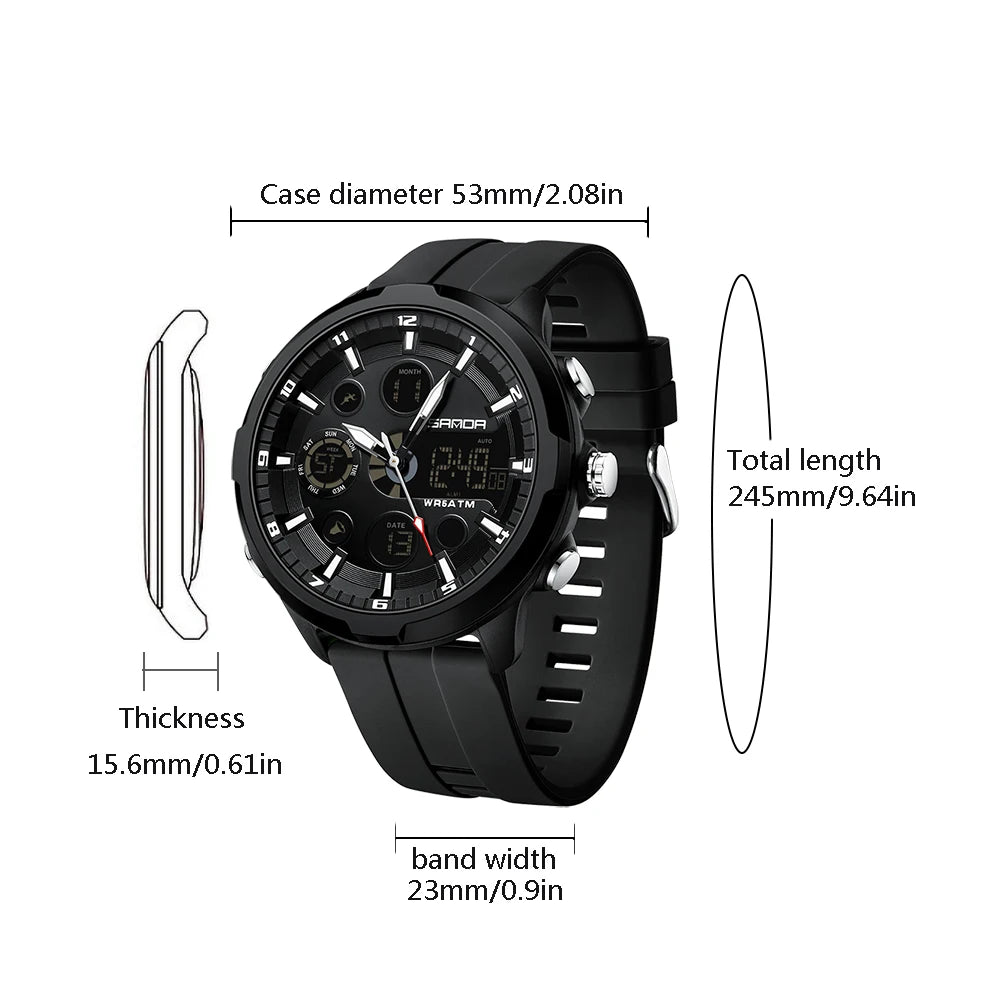 SANDA Men's Sports Military Watches G style Digital Shock Watch 50M Waterproof Men Quartz Wristwatch For Man Relogios Masculino