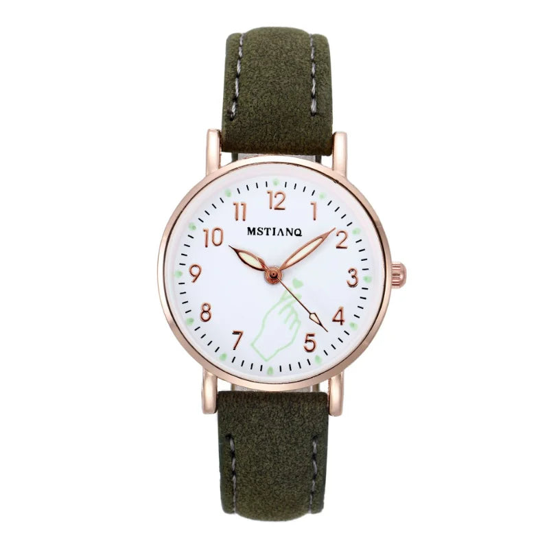 Women's Luminous Watches Night Glowing Casual Small Dial Ladies Finger Heart Watch Fashion Girls Pink Quartz Wristwatches Gifts