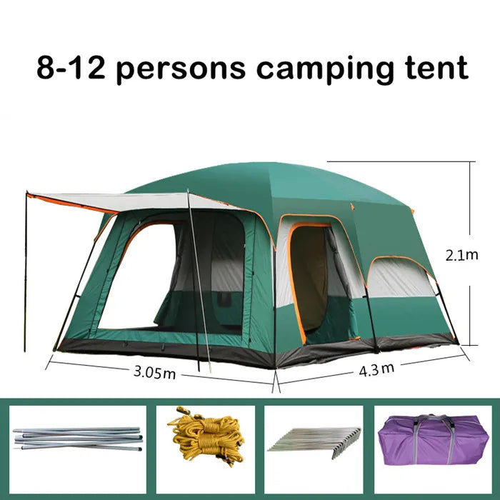 Oxford PU waterproof glamping large luxury family tent 8-12 persons camping tent 12