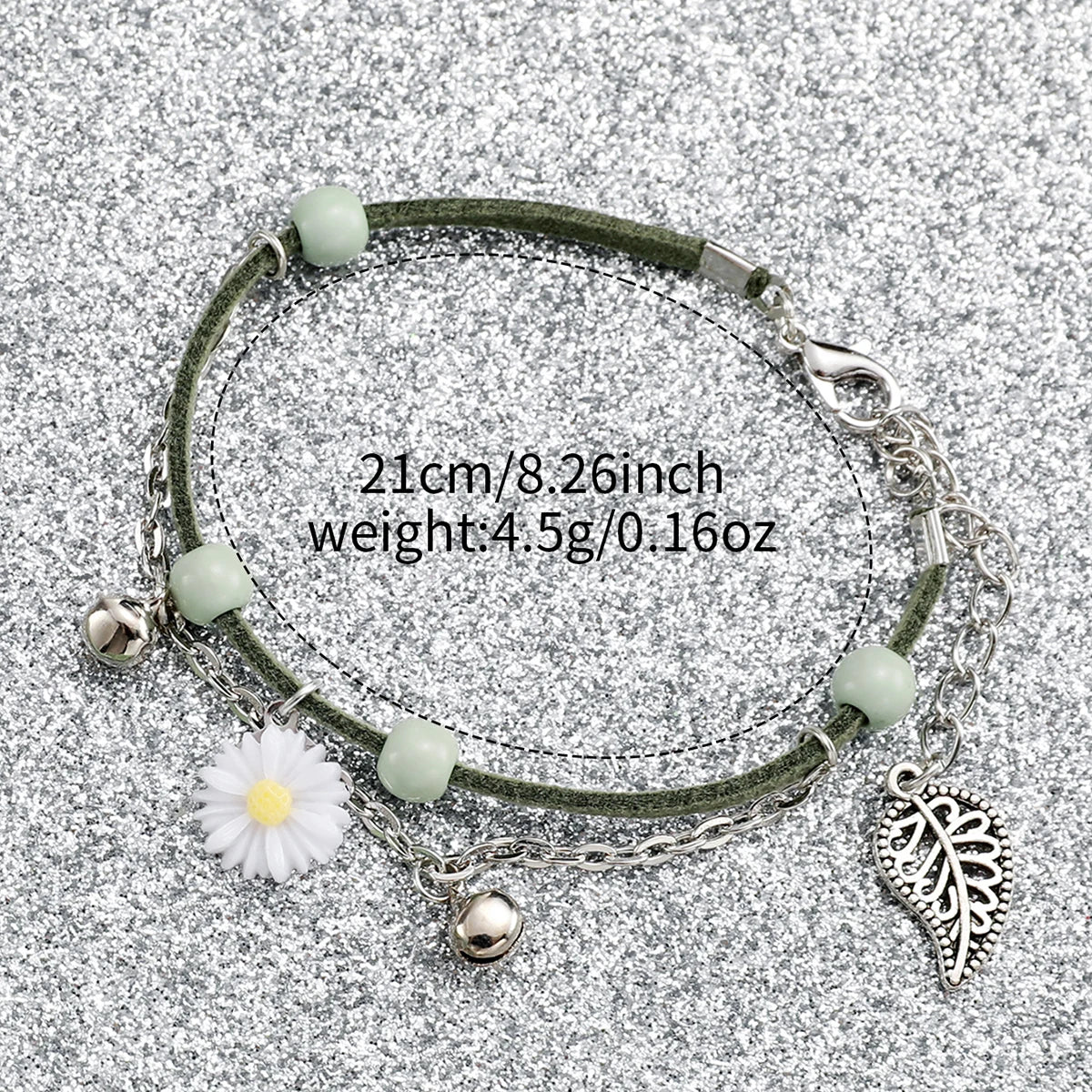 2PCS/Set Women's Watch Fashion Arabic Dial Leather Band Quartz Watches Flower Bracelet Set