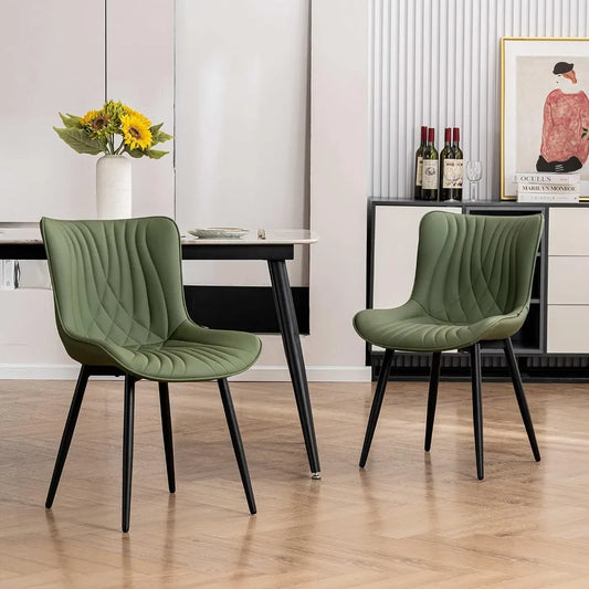 YOUTASTE Dining Chairs Set of 2 Upholstered Mid Century Modern Kitchen Dining Living Room Chairs Armless Faux Leather Accent